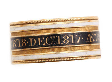 Georgian Era Gold & Enamel Mourning Ring Circa 1817 (Final Payment)