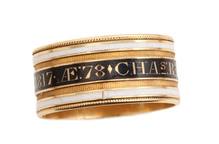 Georgian Era Gold & Enamel Mourning Ring Circa 1817 (Final Payment)