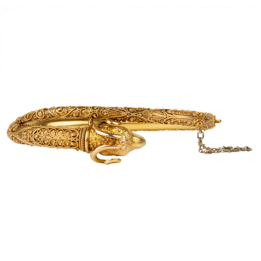 Victorian Era Ram's Head Bangle Bracelet
