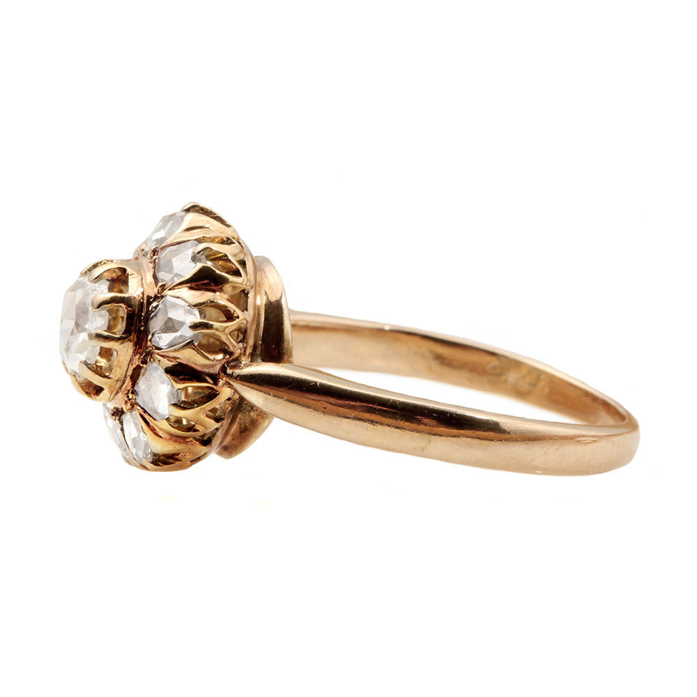 19th Century Rose Cut Diamond Cluster Ring