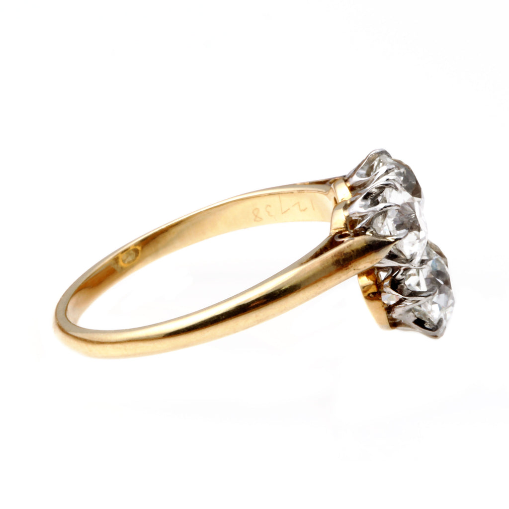 Edwardian Old Mine Cut Three-Stone Diamond Trefoil Ring