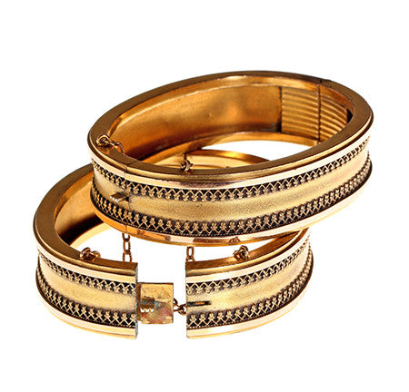 Pair of Victorian Era Rolled Gold Wedding Bracelets