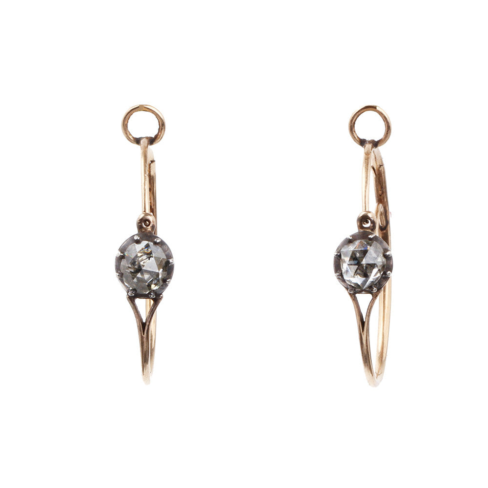 Georgian Rose Cut Diamond Poissarde Earrings