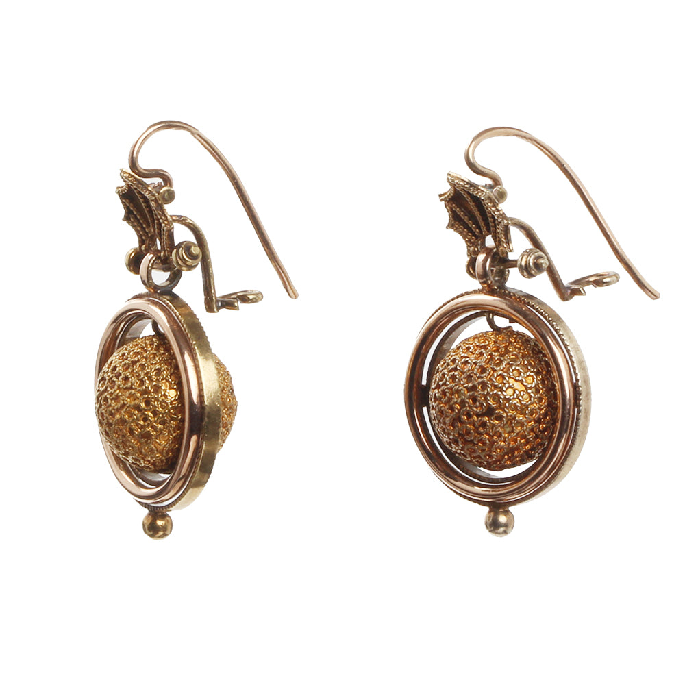 19th Cenutry Etruscan Revival Gold Earrings