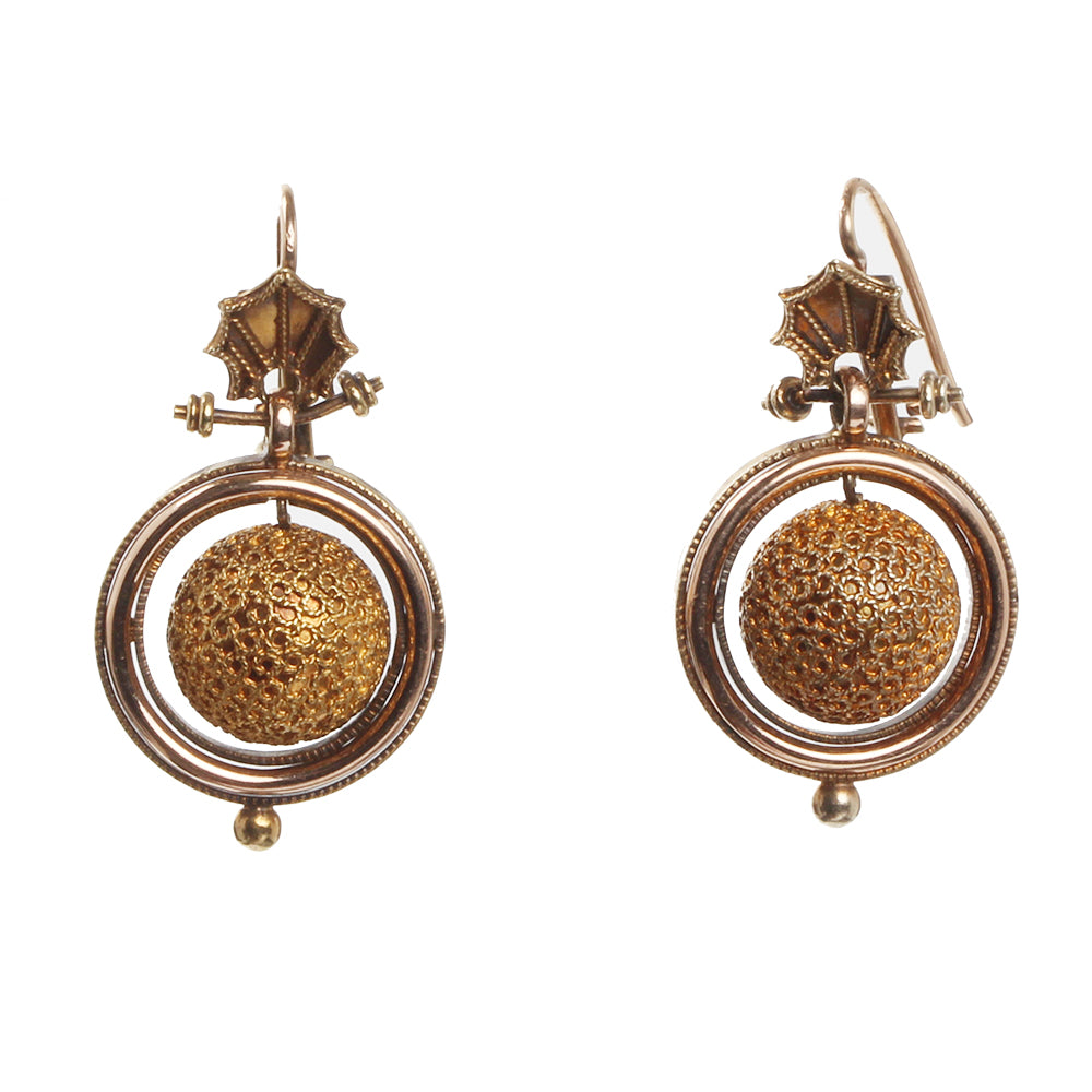 19th Cenutry Etruscan Revival Gold Earrings
