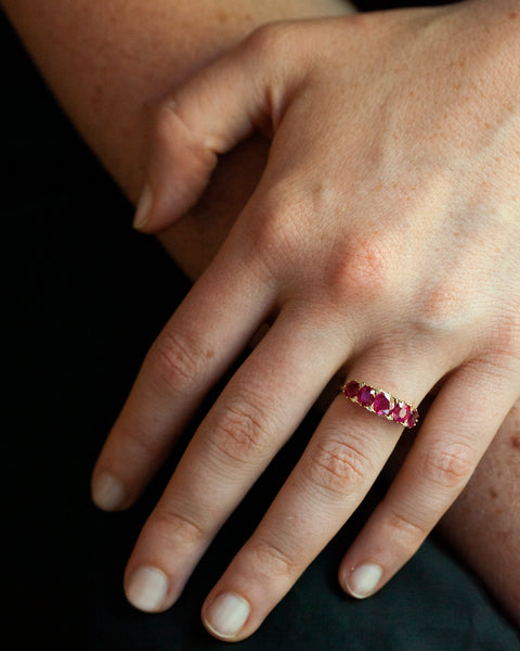 Late Victorian Era Five Stone Ruby and DIamond Ring – Bell and Bird