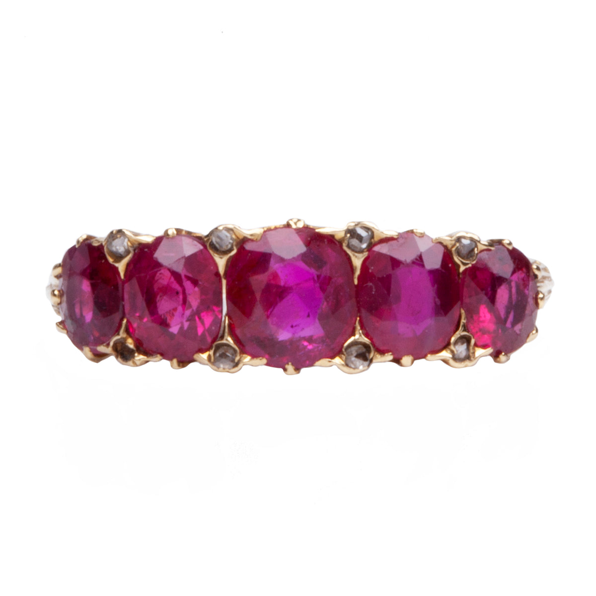 Late Victorian Era Five Stone Ruby and DIamond Ring – Bell and Bird