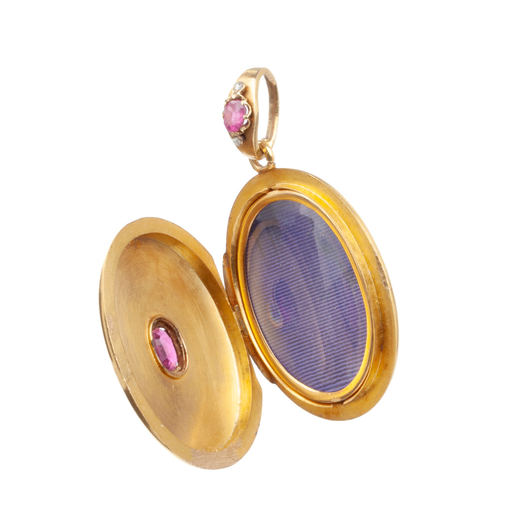 Victorian era Ruby and Paste Gold Locket