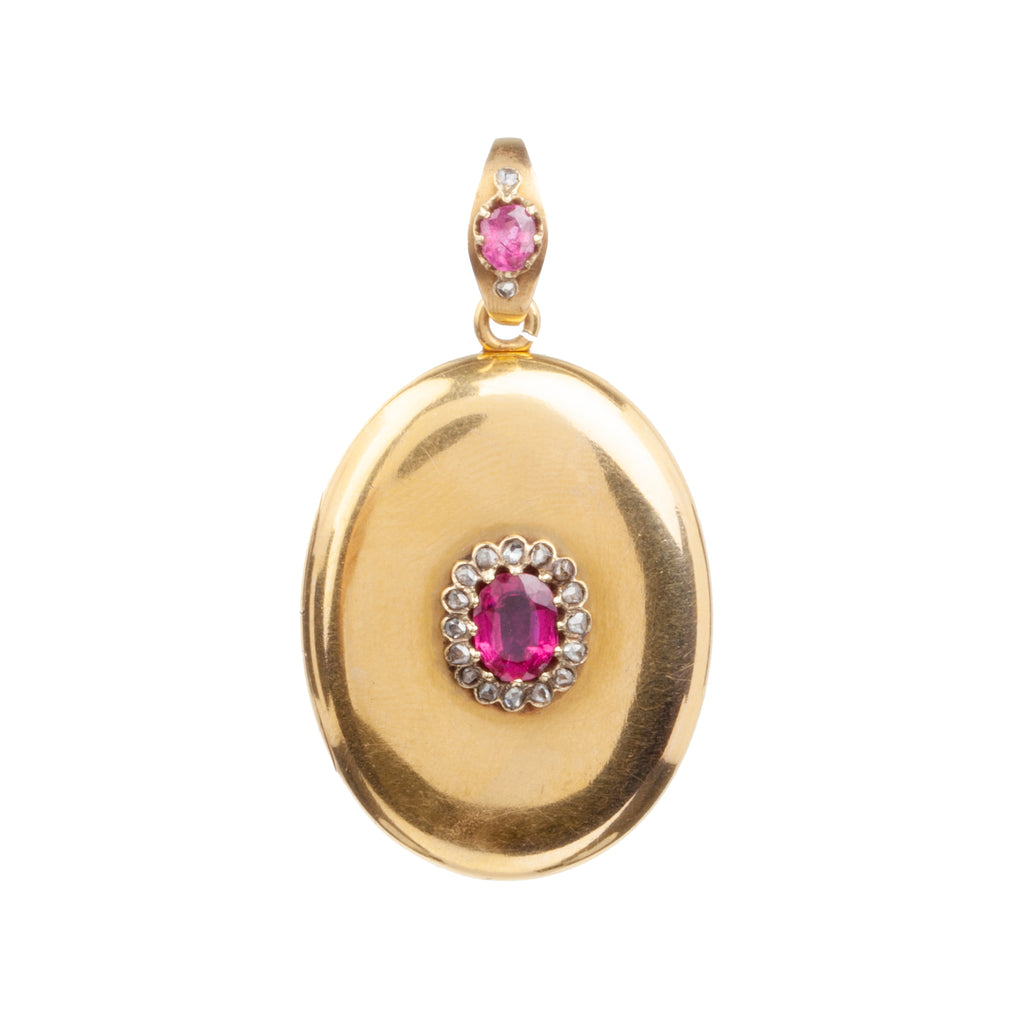 Victorian era Ruby and Paste Gold Locket