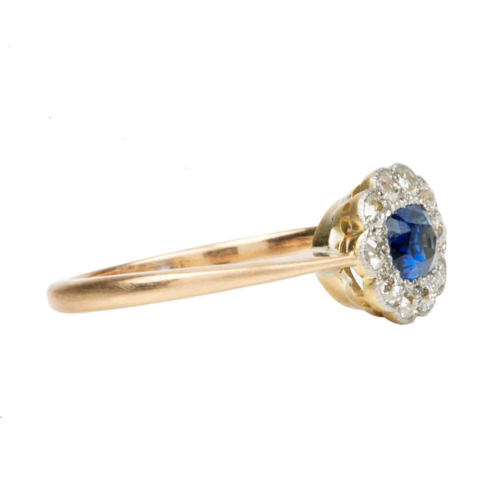 Early 20th Century Sapphire and Diamond Cluster Ring
