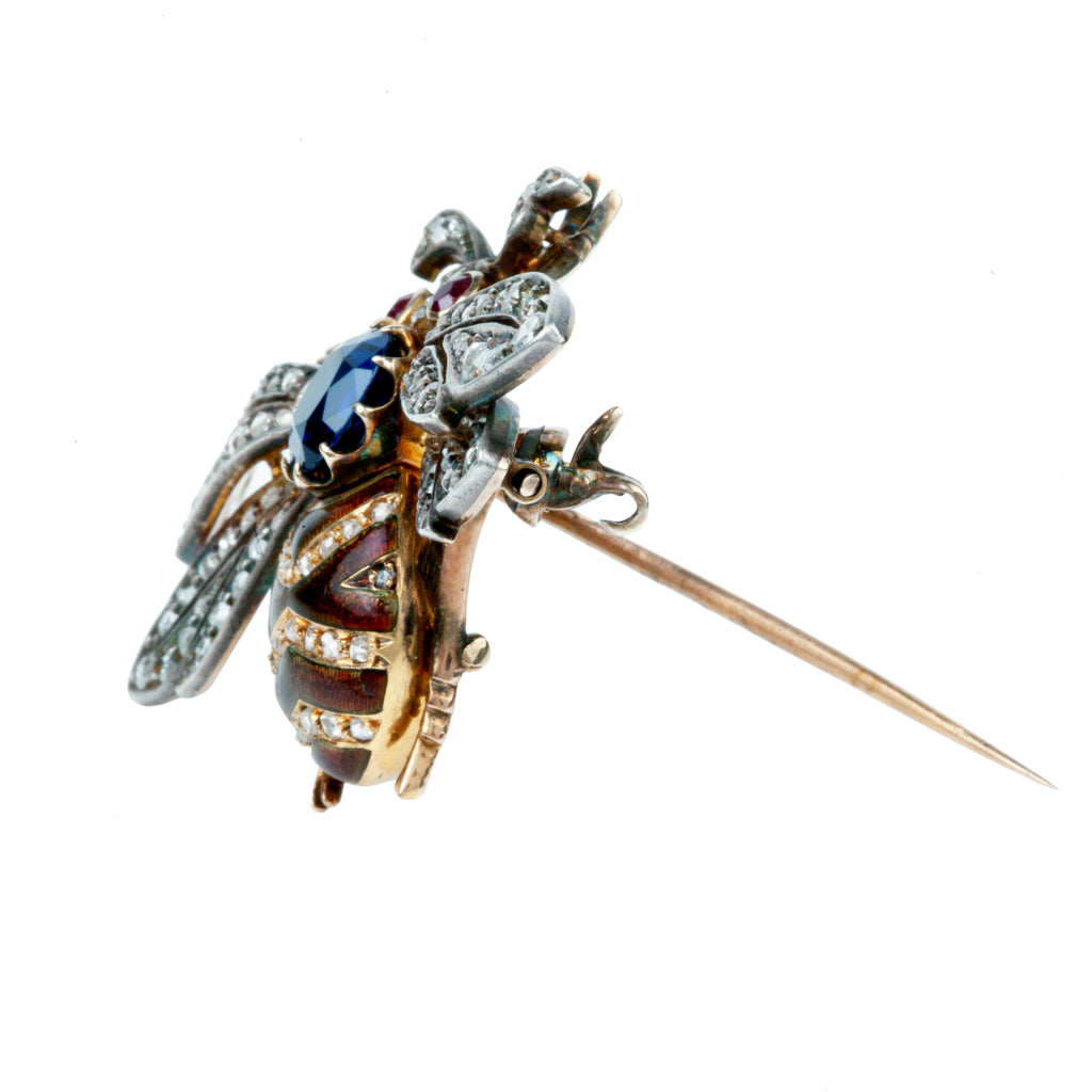 Antique Sapphire Bumble Bee Brooch