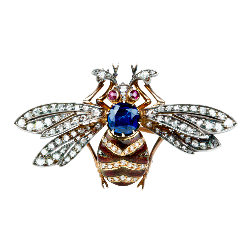 Antique Sapphire Bumble Bee Brooch