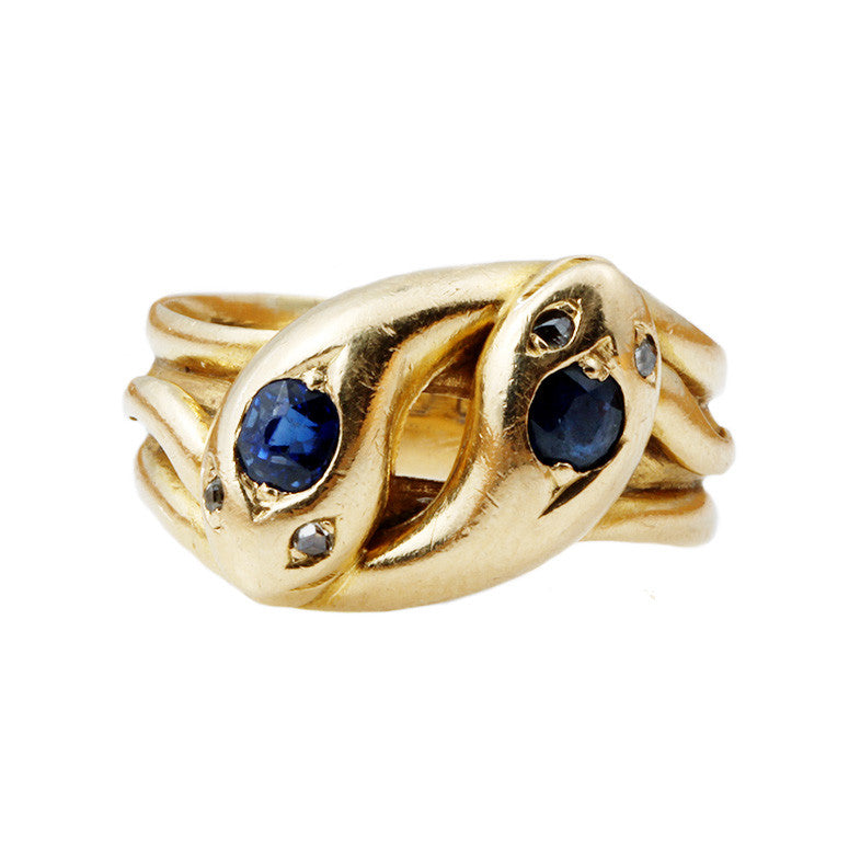 Victorian Sapphire and Diamond Double Snake Ring