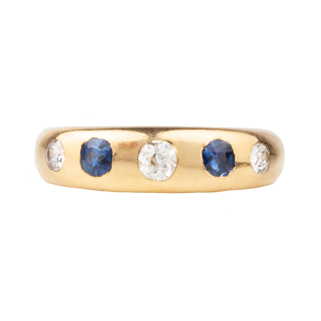 Edwardian era Five Stone Sapphire and Diamond Ring