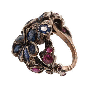 19th Century Garden Ring with Sapphires and Rubies