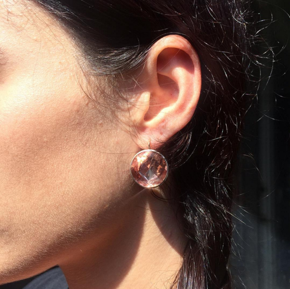 Georgian Rock Crystal Peach Earrings