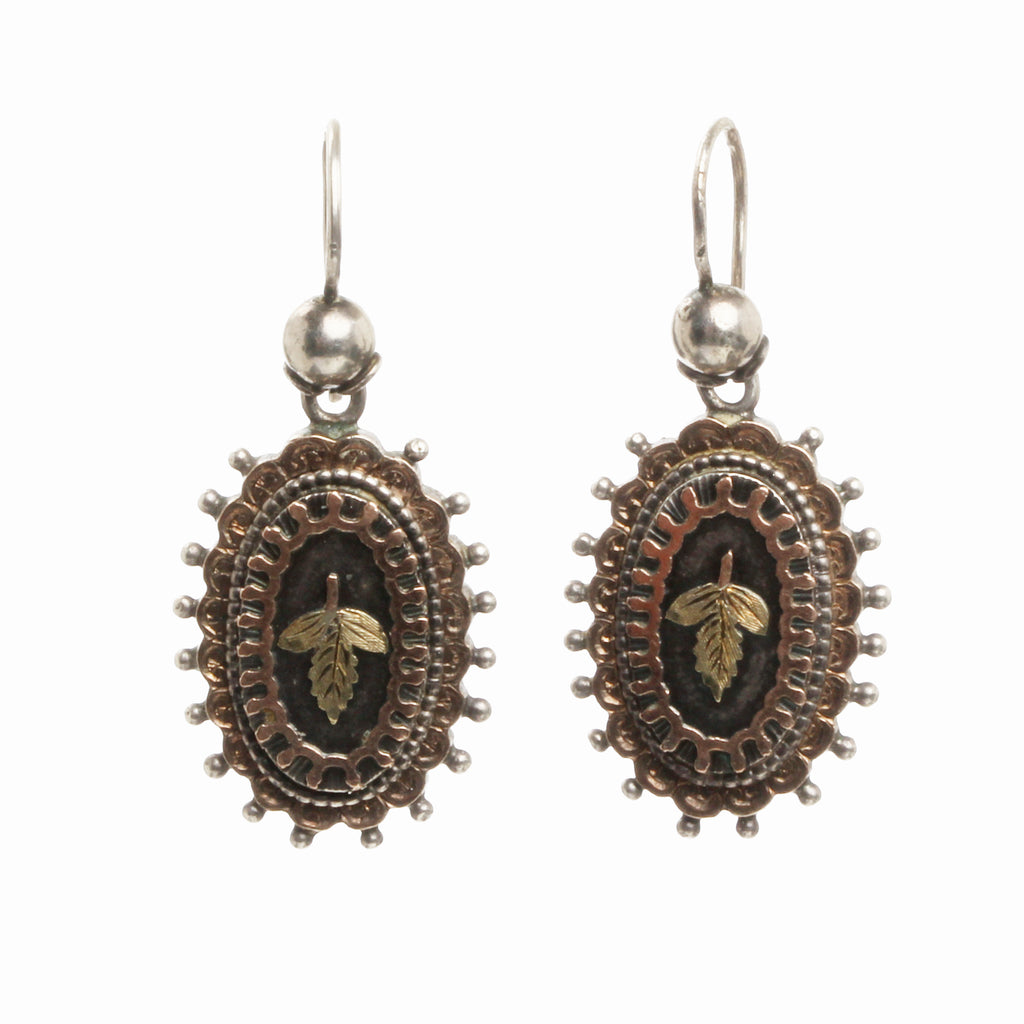 Victorian Silver and Gold Leaf Earrings