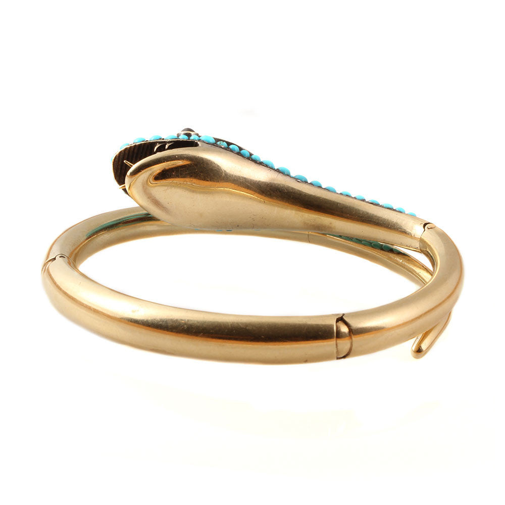 Victorian Gold & Turquoise Snake Bangle