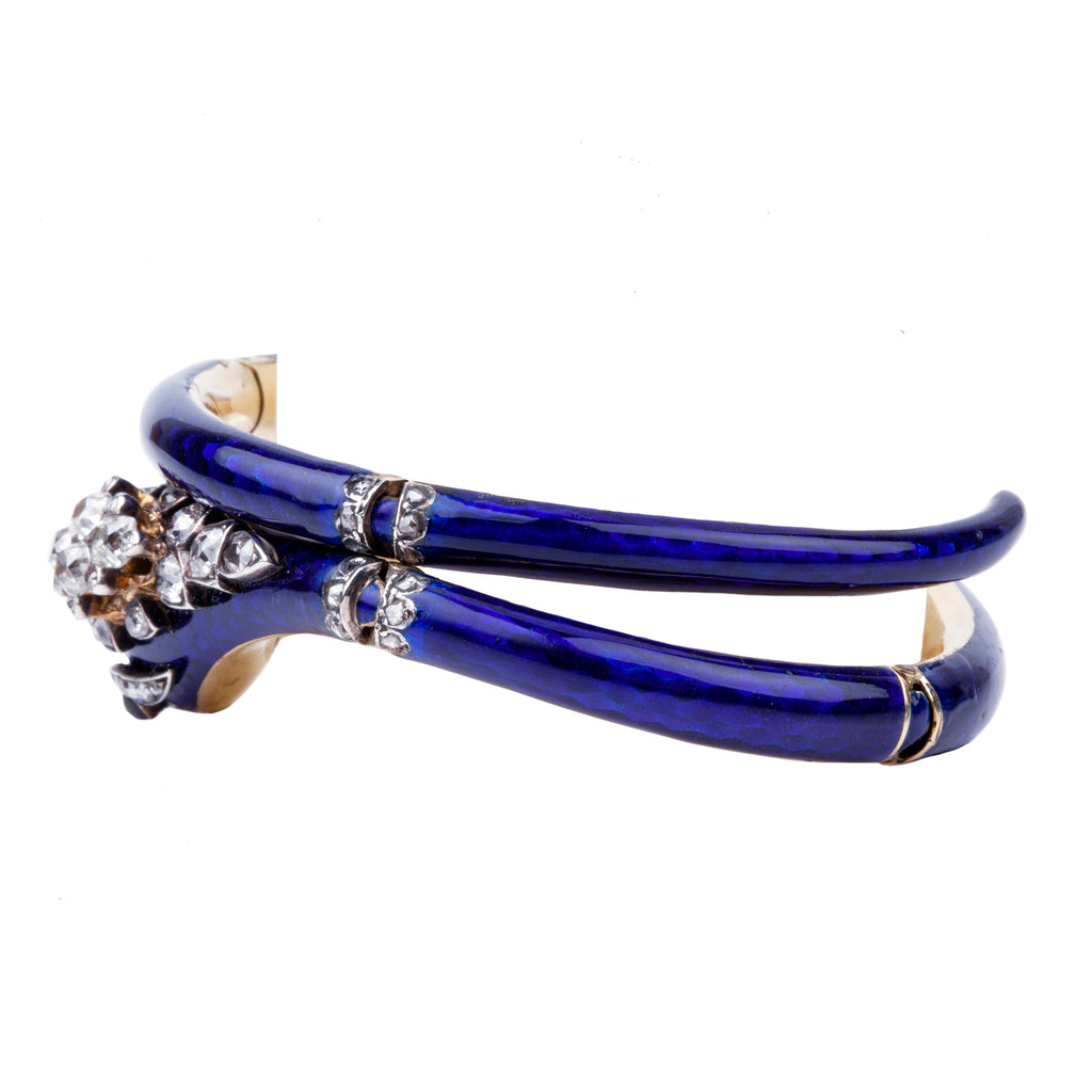 Victorian Era Enamel and Diamond Snake Bracelet