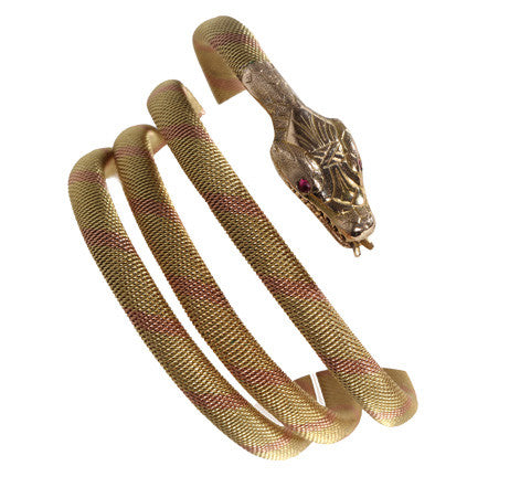 Coiled Gold Snake Bracelet