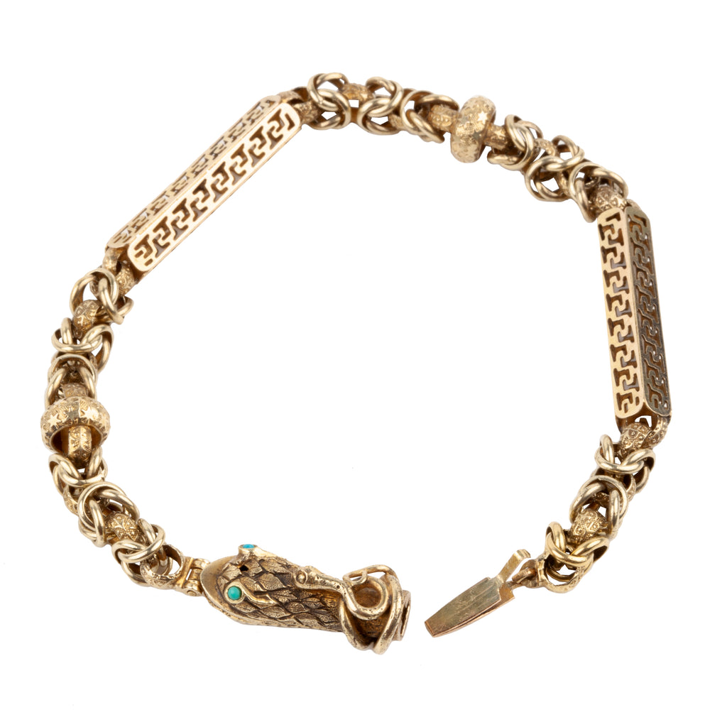 Victorian Era Double Snake Bracelet in Gold