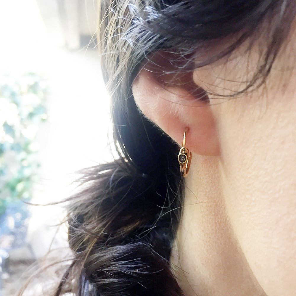 Petite Victorian Engraved Diamond Ouroboros Earrings