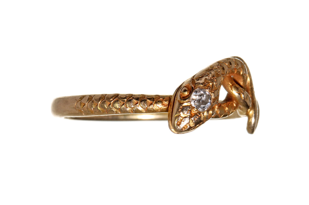 Edwardian Gold & Diamond Snake Ring