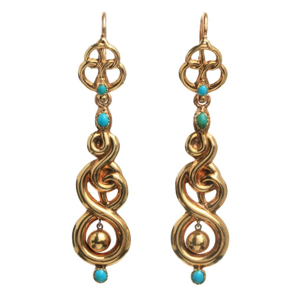 Victorian Turquoise Snake Earrings