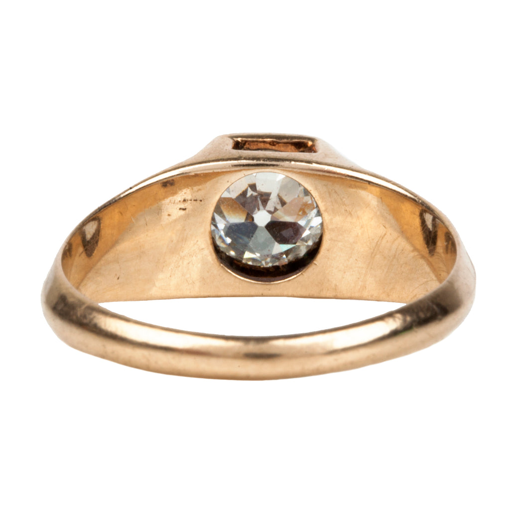 Old European Cut Diamond in Rose Gold Hexagon Ring