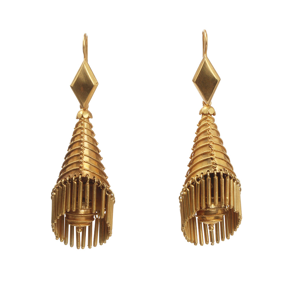19th Century Gold Tassel Earrings