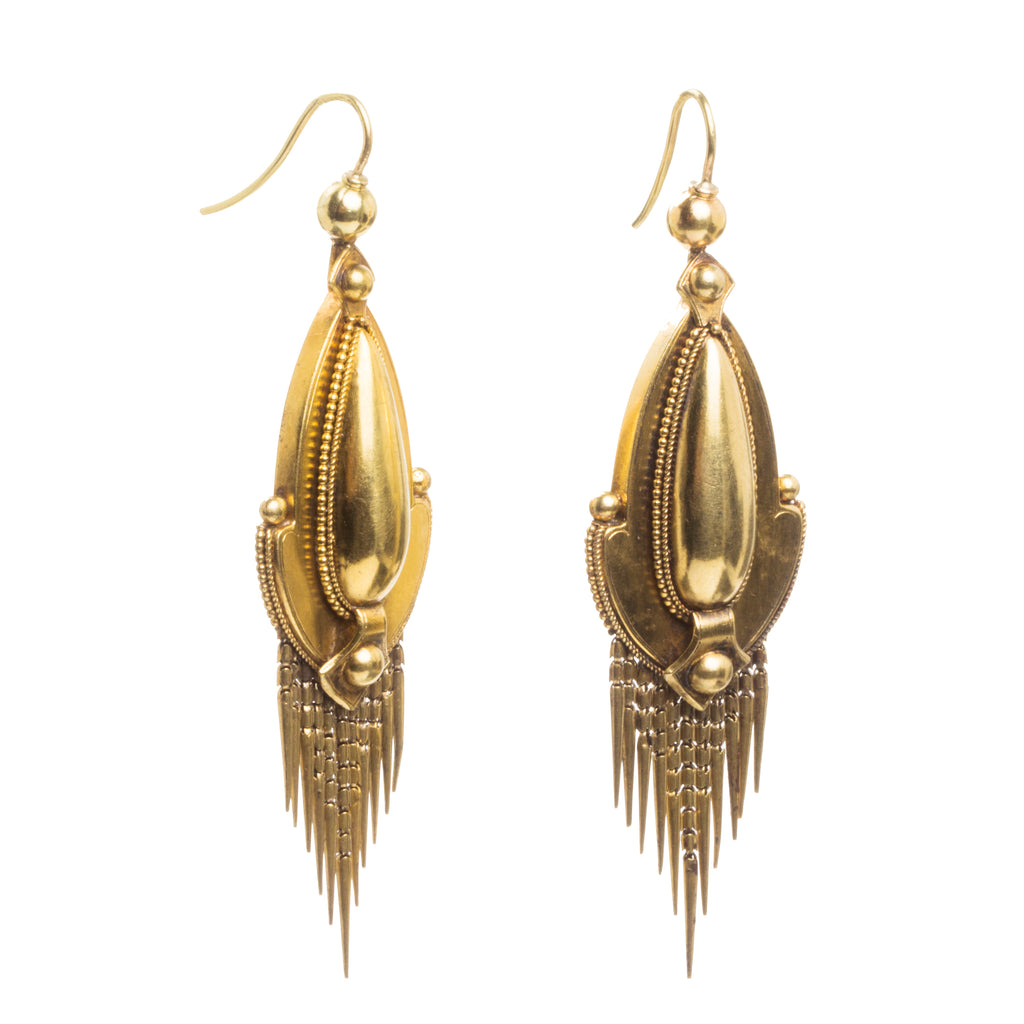 Victorian Era Gold Fringe Earrings