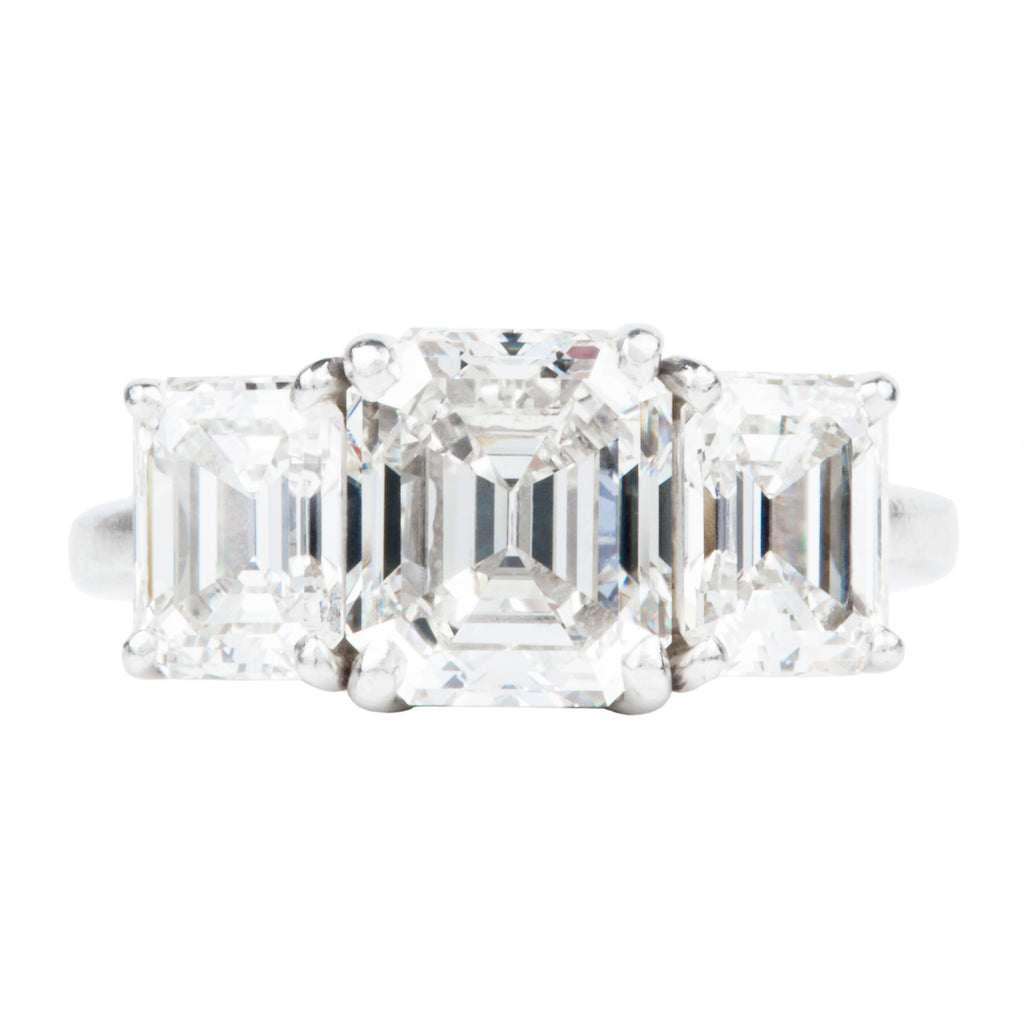 Vintage Tiffany & Co. Emerald Cut Diamond Three Stone Ring