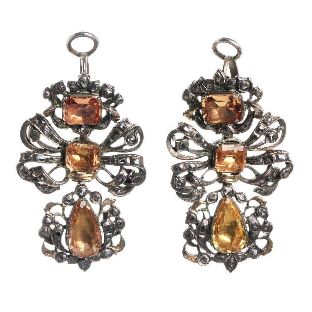 18th century diamond and topaz earrings