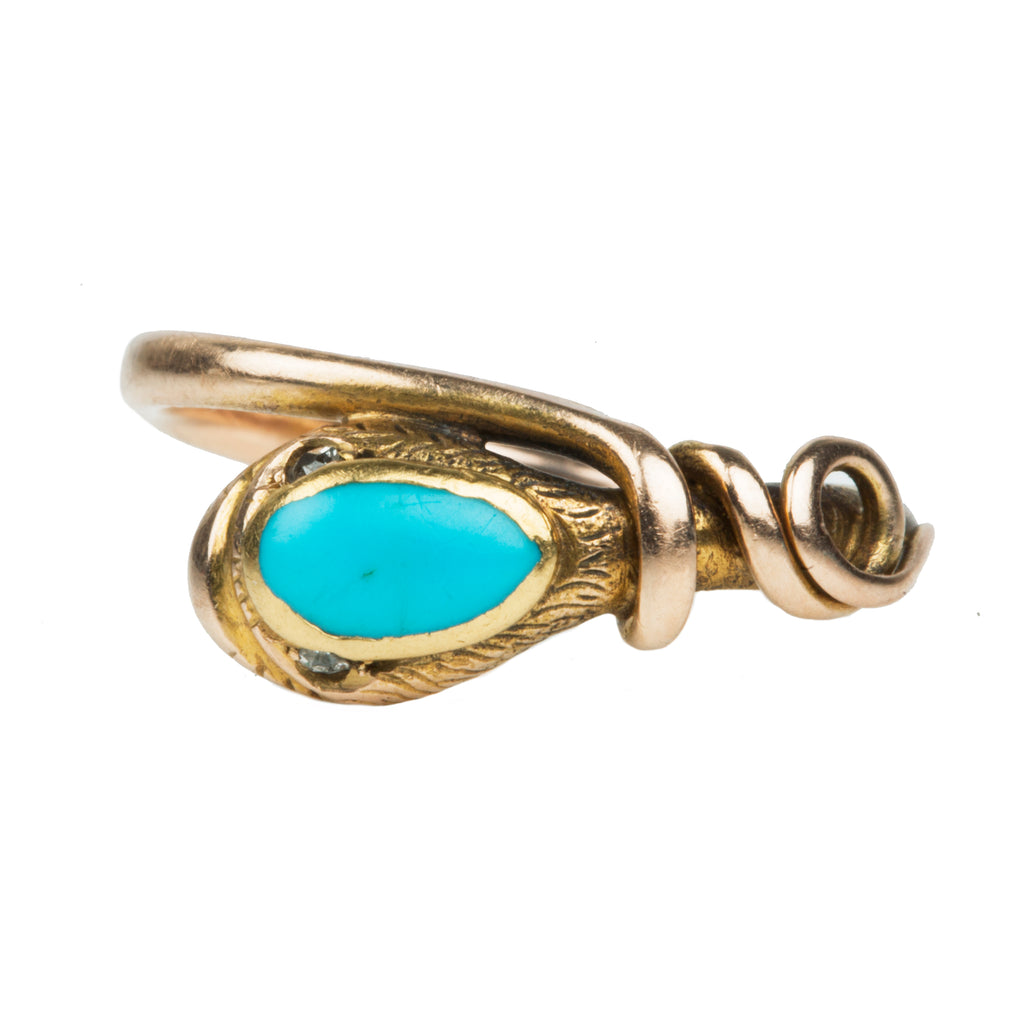 Early Victorian Era Turquoise Snake Ring