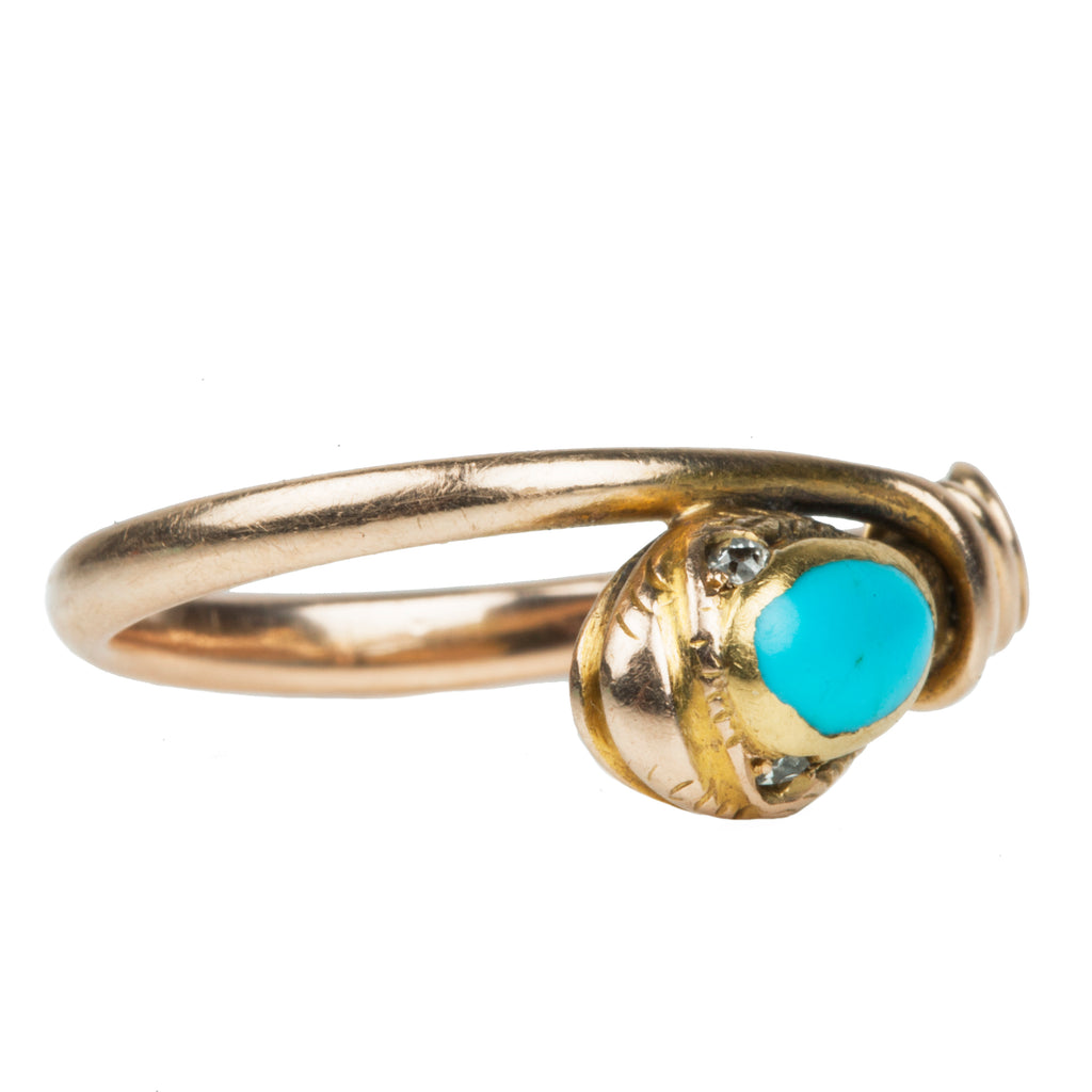 Early Victorian Era Turquoise Snake Ring