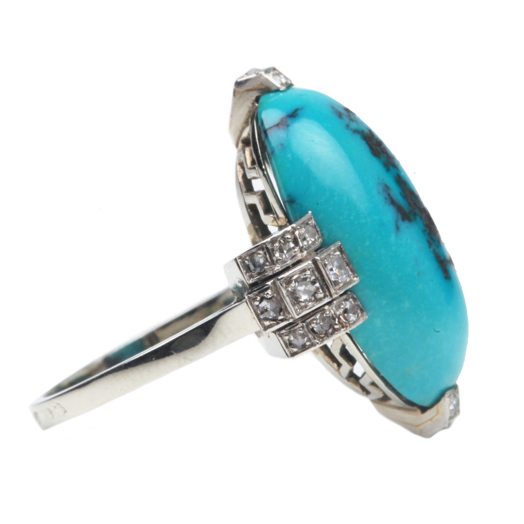 Art Deco Platinum Turquoise Ring
