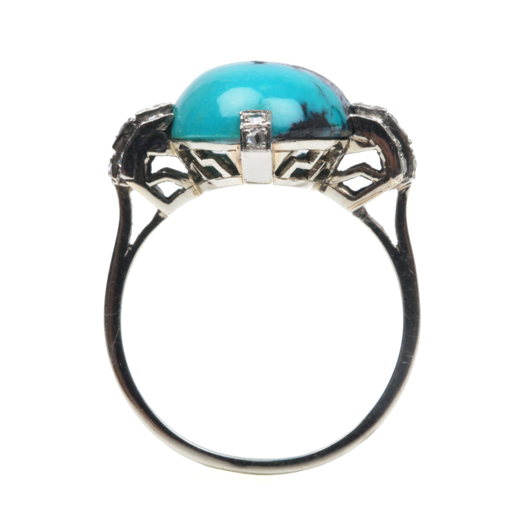 Art Deco Platinum Turquoise Ring