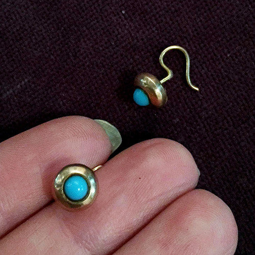 Victorian Turquoise Gold Stud Earrings