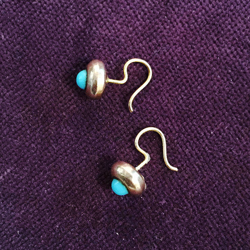 Victorian Turquoise Gold Stud Earrings