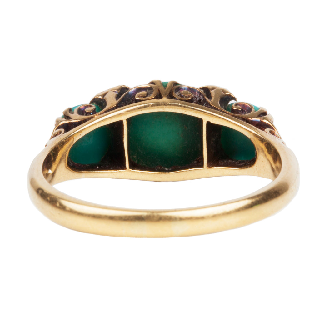 Victorian Era Persian Turquoise Three Stone Ring