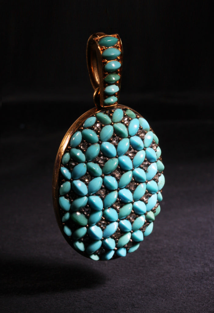 French Turquoise and Diamond Locket