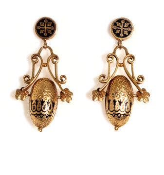 Victorian Gold and Enamel Earrings