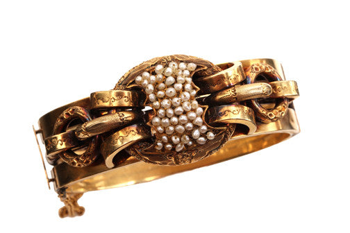 Victorian Gold Bracelet with Natural Pearls
