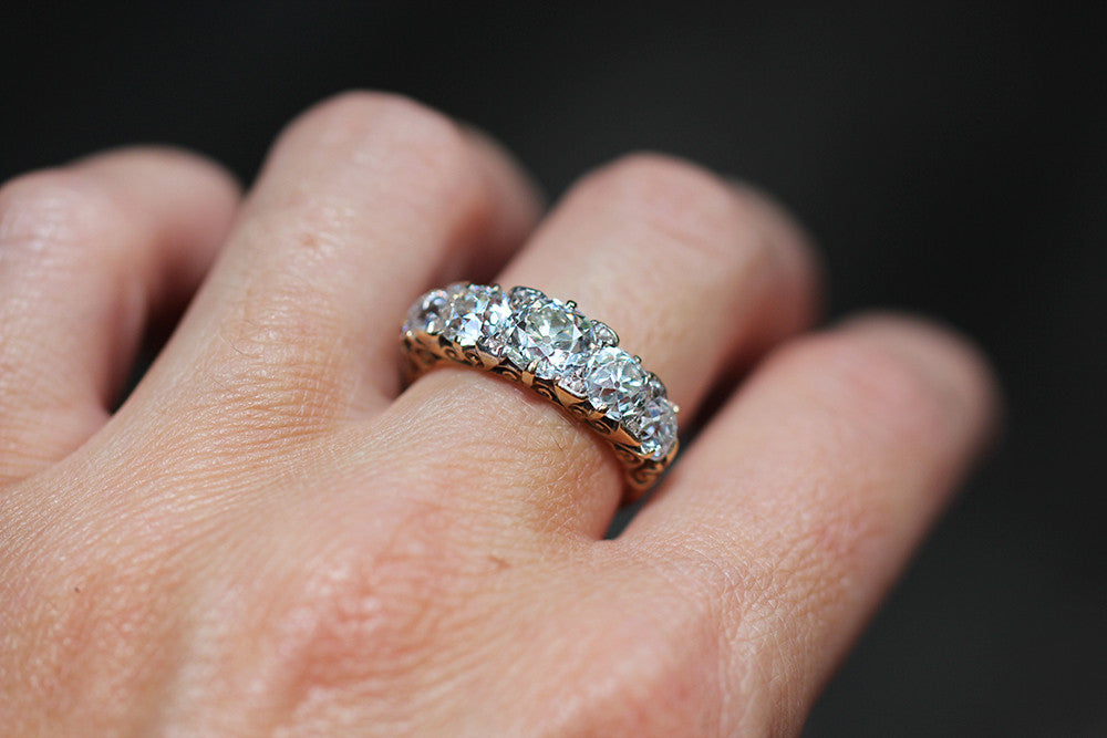 5 stone victorian diamond ring Clearance