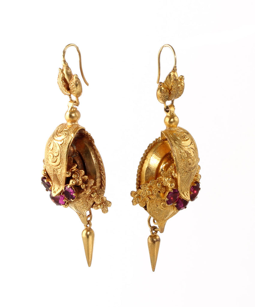 Victorian Pinchbeck Repousse Earrings