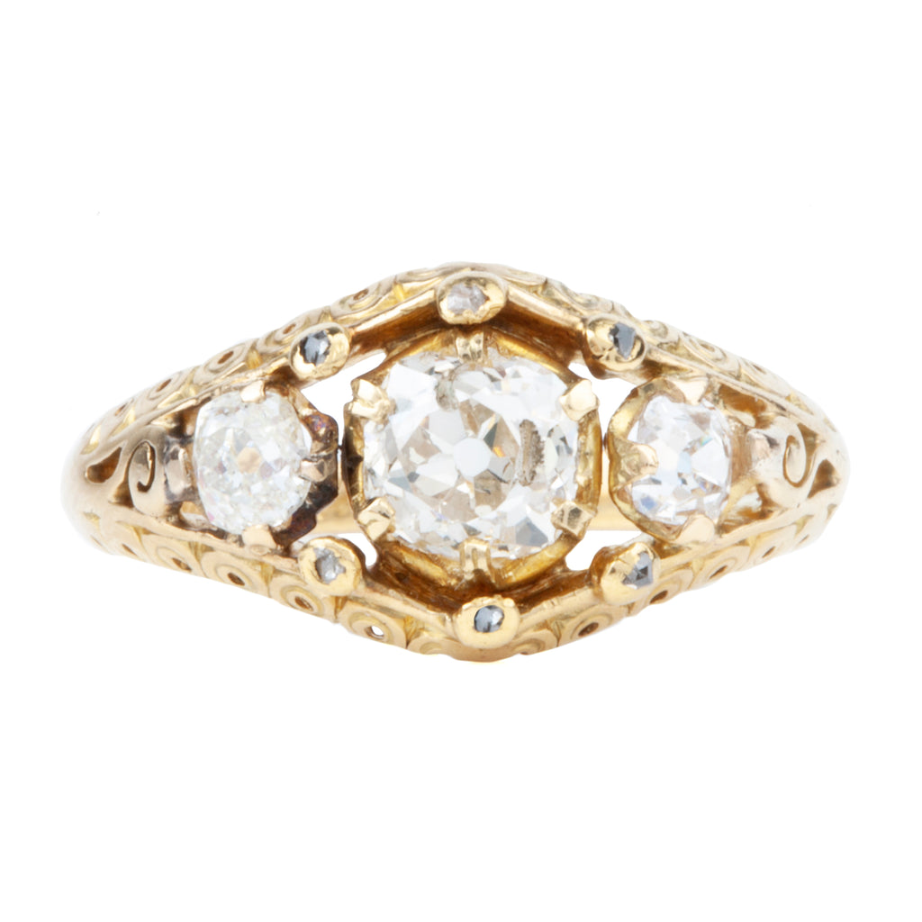 Victorian era Three Stone Diamond Ring