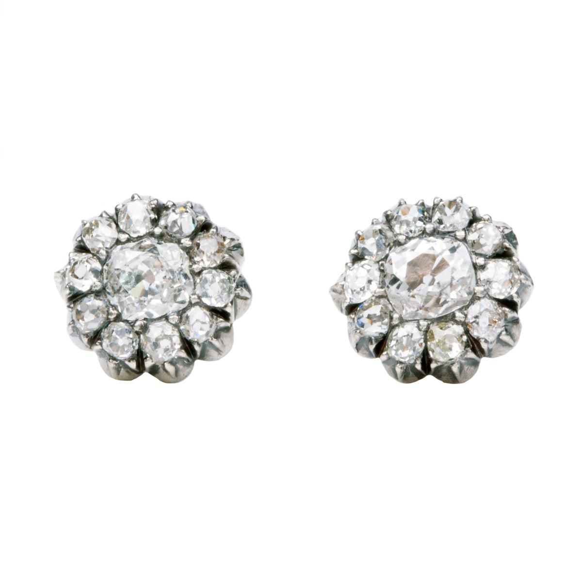 19th Century Diamond Cluster Earrings | Bell and Bird