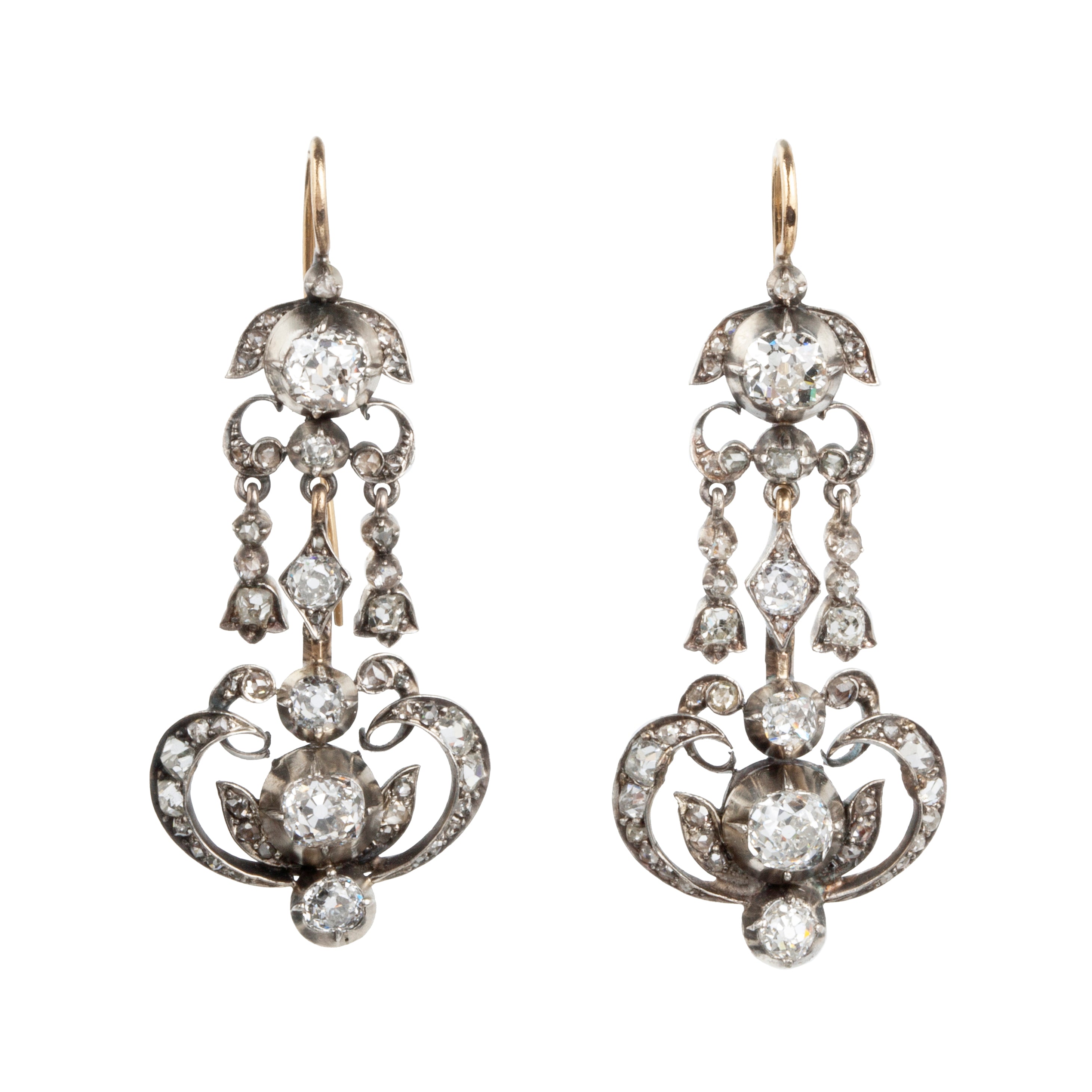 Mid-Victorian Rose Cut Diamond Drop Earrings– Park Avenue Antiques