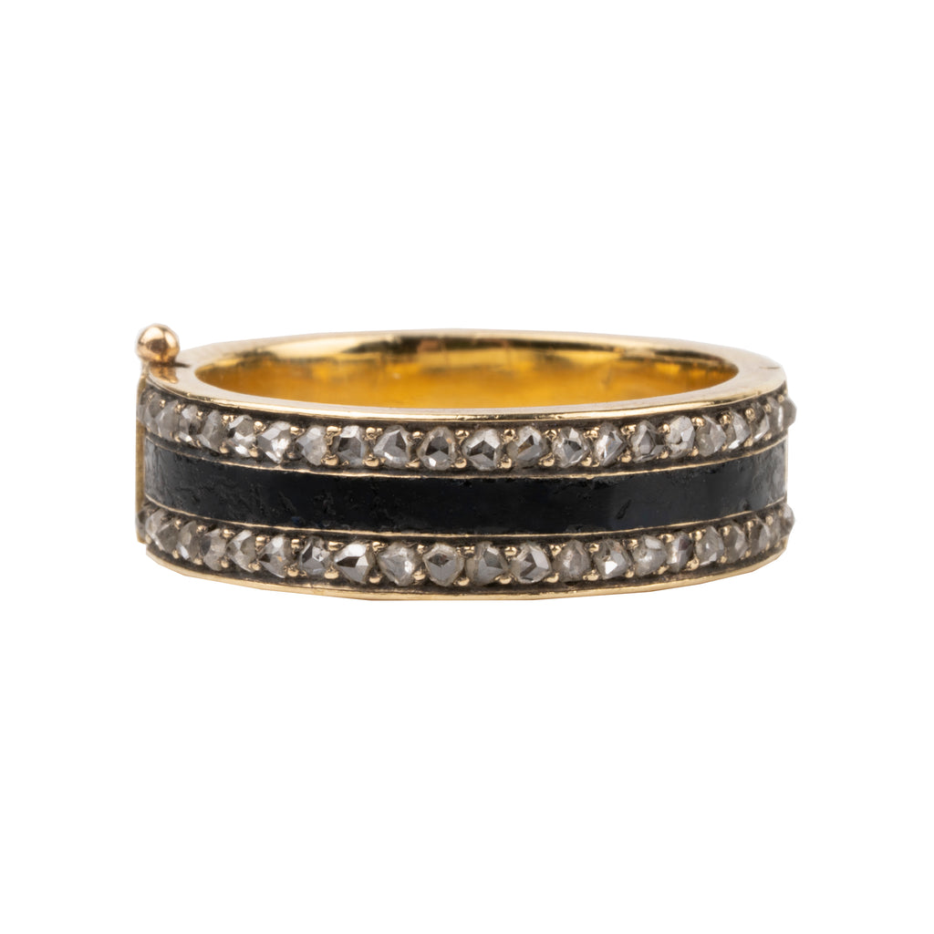 Victorian Enamel and Diamond Locket Ring