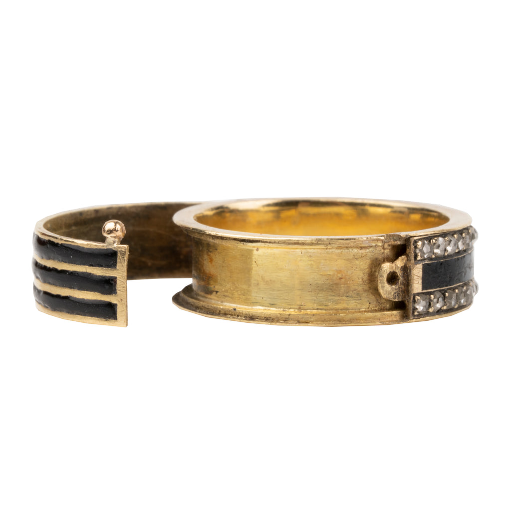 Victorian Enamel and Diamond Locket Ring